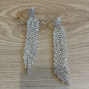 Elegant Silver Crystal Dangle Earrings